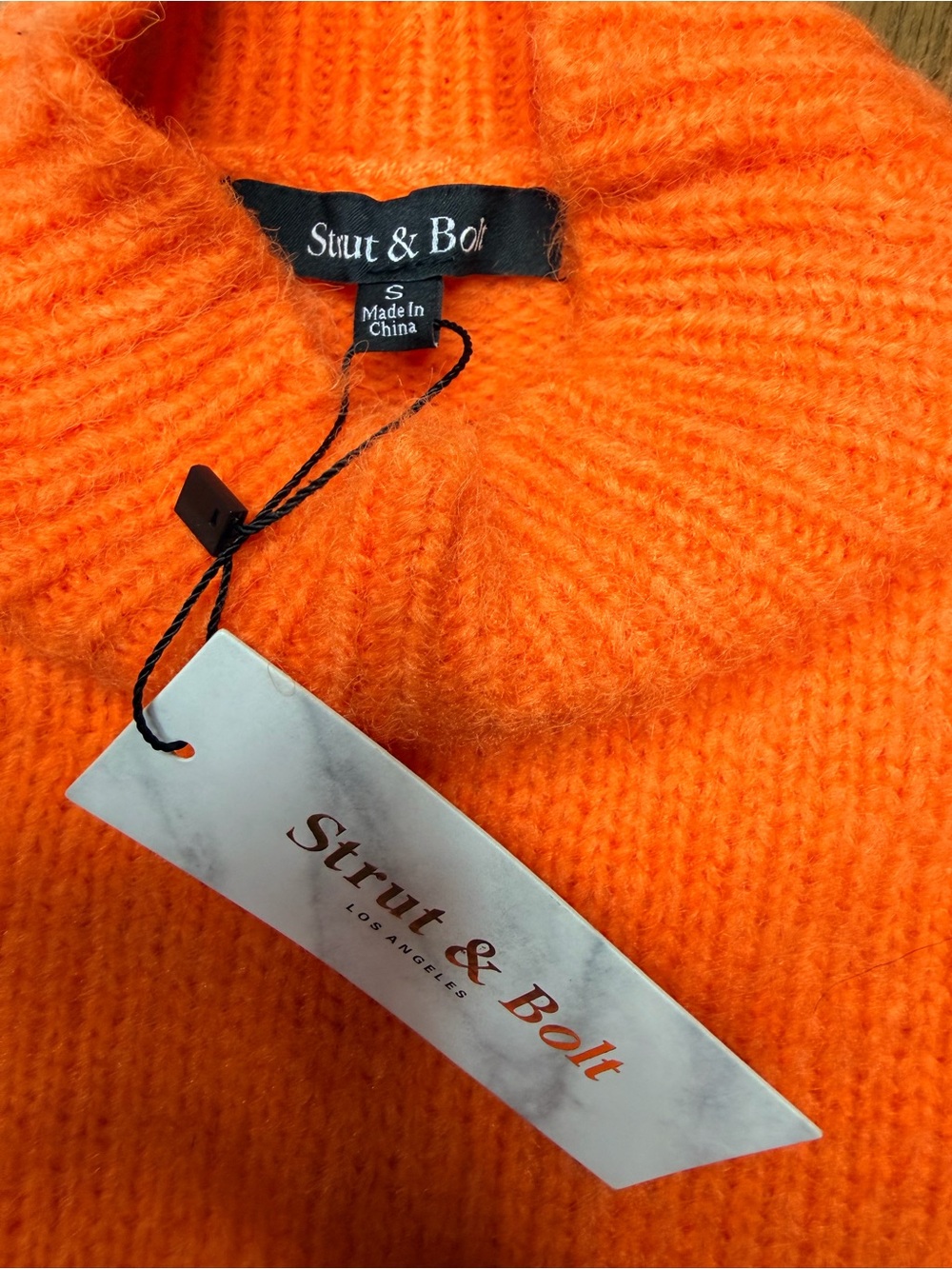 Strut & Bolt Orange Fringe Mock Neck Sweater Women S NWT Fuzzy Boho Pullover